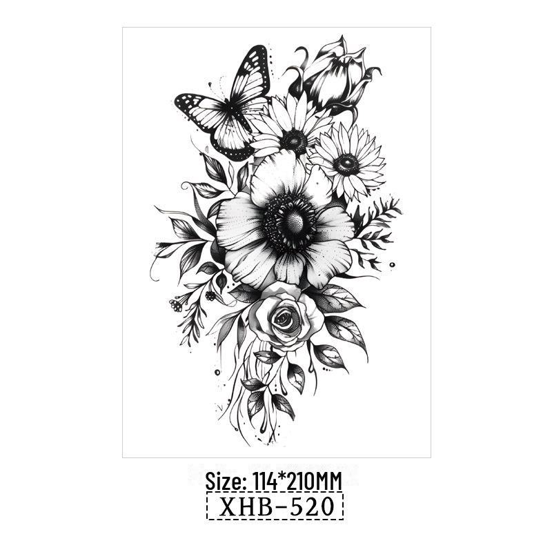 Vattentäta Svarta Djur Halvarm Tatuering Klistermärken