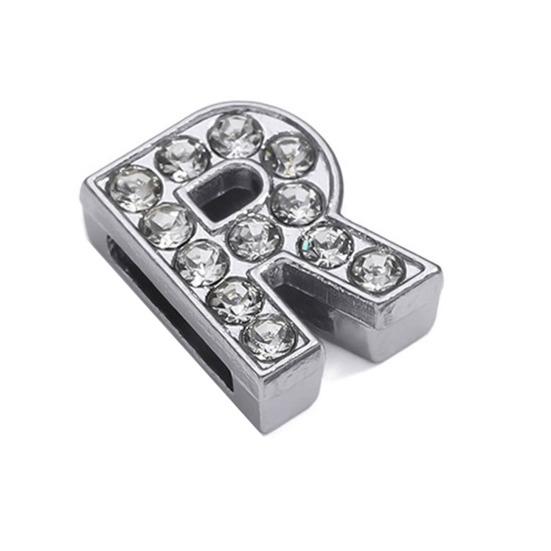 Rhinestone Letter Beads Alloy A To Z Charms Slide Letter Charms Small Spacer Beads for DIY Jewelry Making Keychain Cell Phone Chain Bracelet Craft