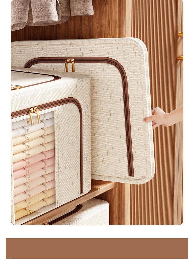 Tianshan Cotton & Linen Patchwork Extra-Large Quilt and Clothes Storage Box with Double Window