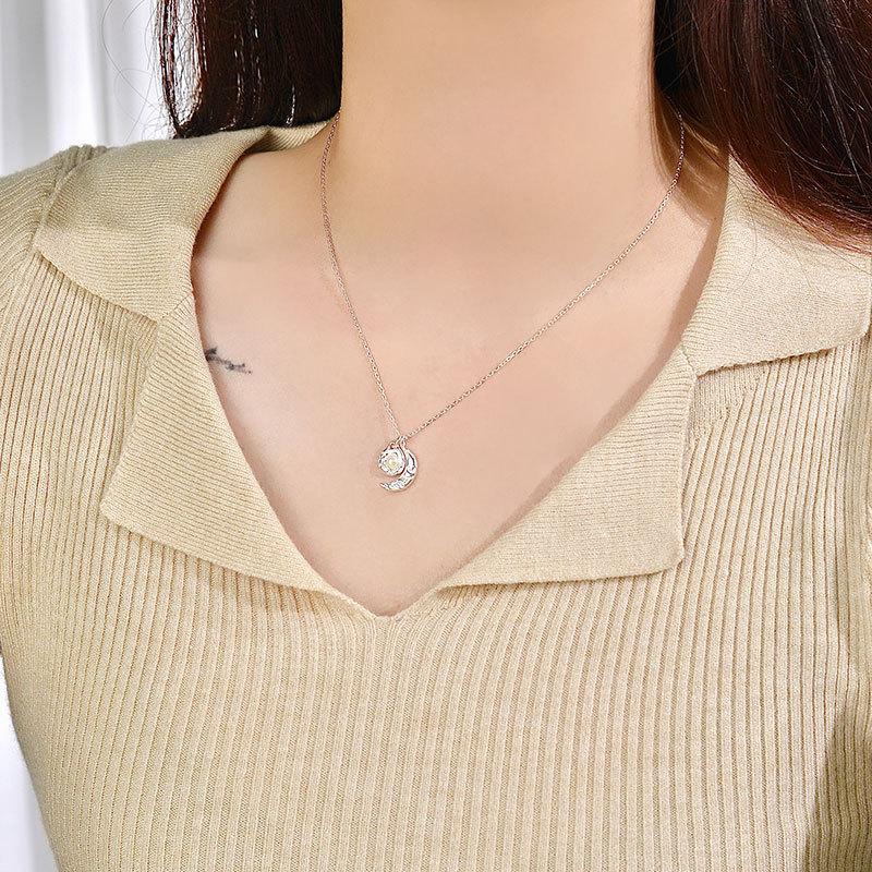 Texture Lava Moon Droplet Shaped Pearl Necklace Irregular Geometry Collarbone Chain French
