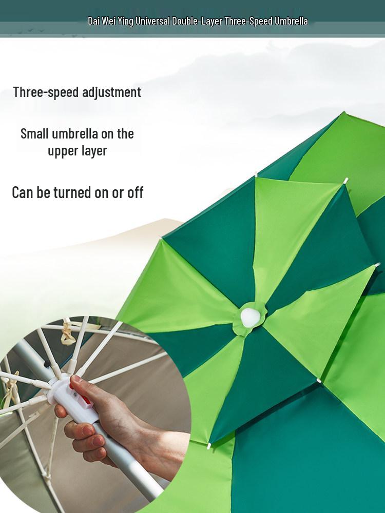 Large Three-Fold Fishing Umbrella - Universal Sun & Storm Protection, Outdoor Sunshade
