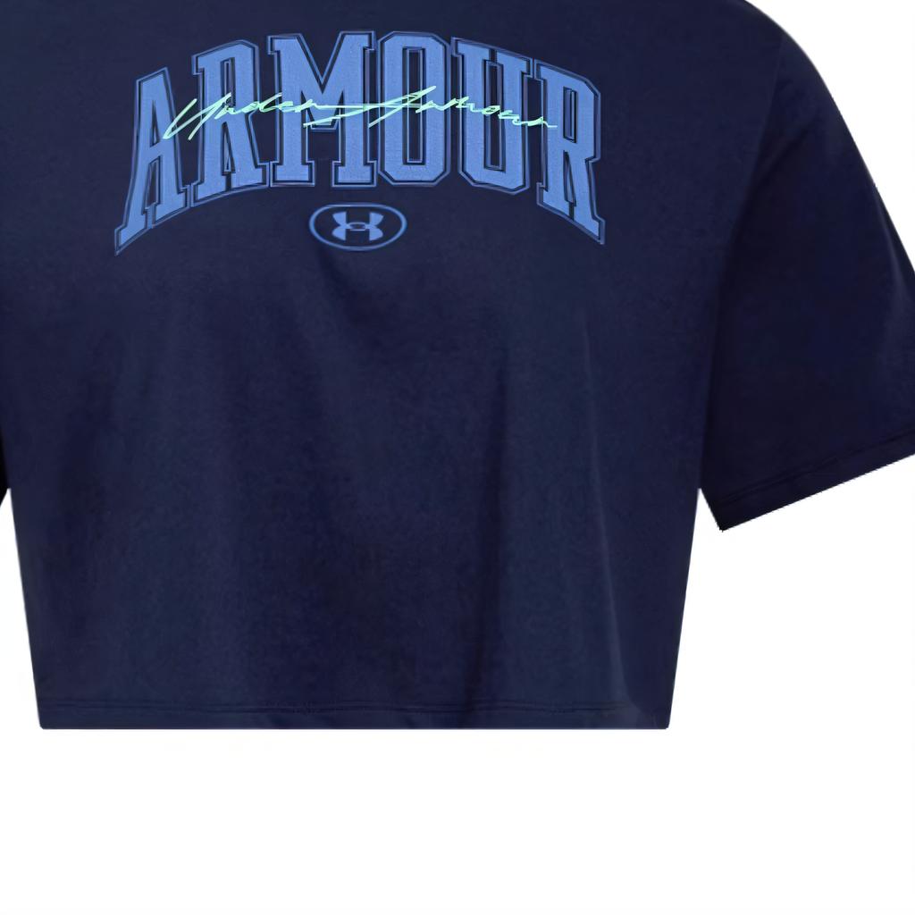 Under Armour Script Comfortable Fashion Versatile Short Sleeve Regular T-Shirt Women Tops 1390336-410