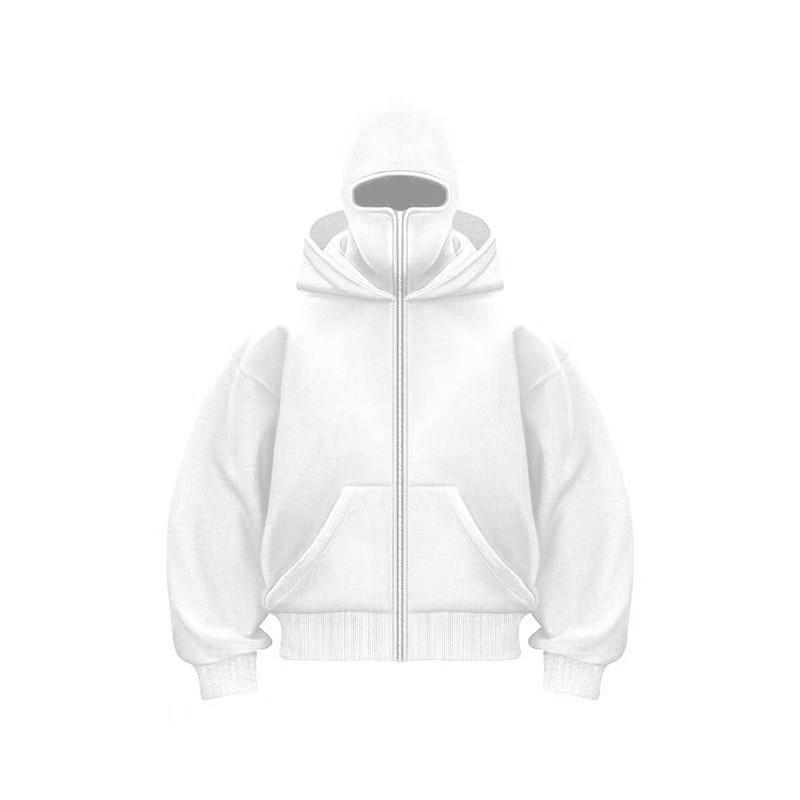 Autumn and Winter New Trend Fashion Solid Color Velvet Zipper Double Hat Sweatshirt Couple Harajuku Casual Wear
