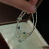S925 Sterling Silver Natural Jade Hetian Jade Small Pieces of Silver Bracelet Girls Retro Minority Design Sense All-Matching