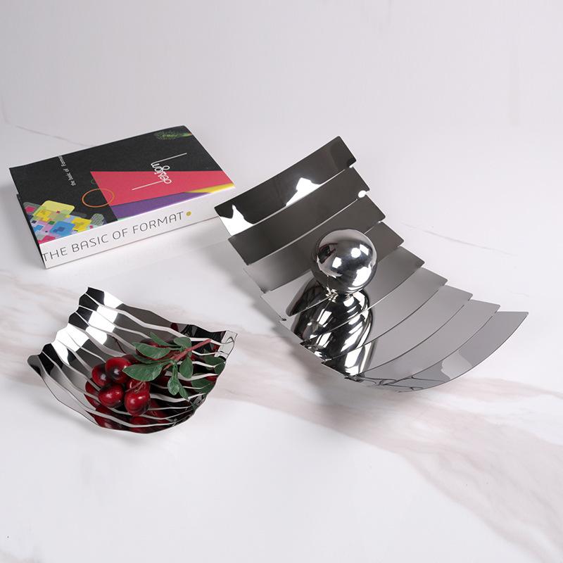 Simple Modern Light Luxury Metal Stainless Steel Fruit Plate Soft Decoration Sample Room Tray Storage Tray Ornaments