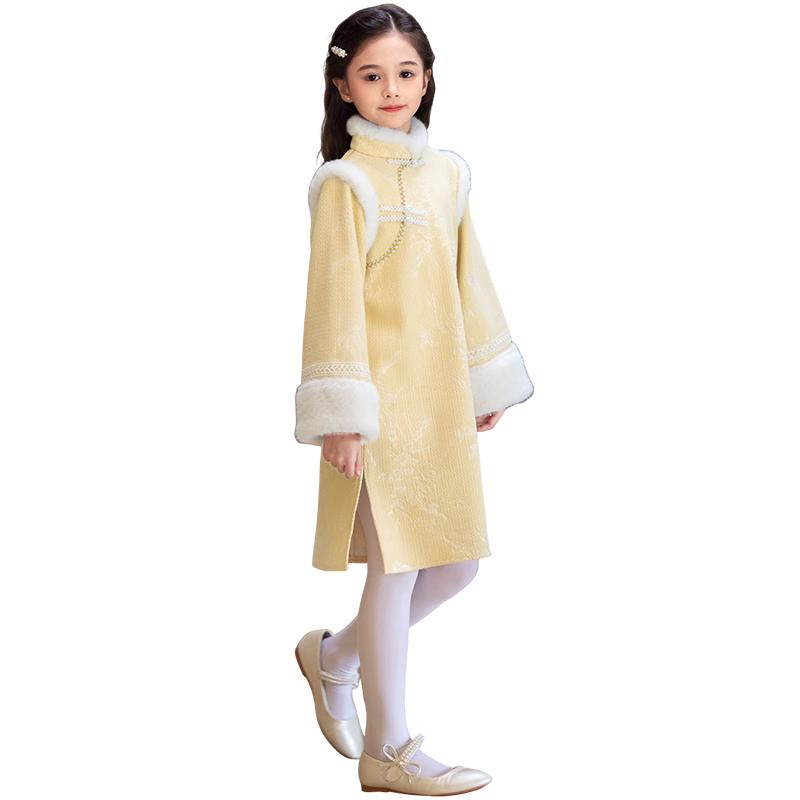 Luomeng Girls  Winter Chinese Style Velvet Qipao Dress XL