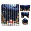 Christmas Shower Curtain Floor Mat Combination Four-Piece Set Bathroom Toilet Carpet Shower Room Mat Foot Mat