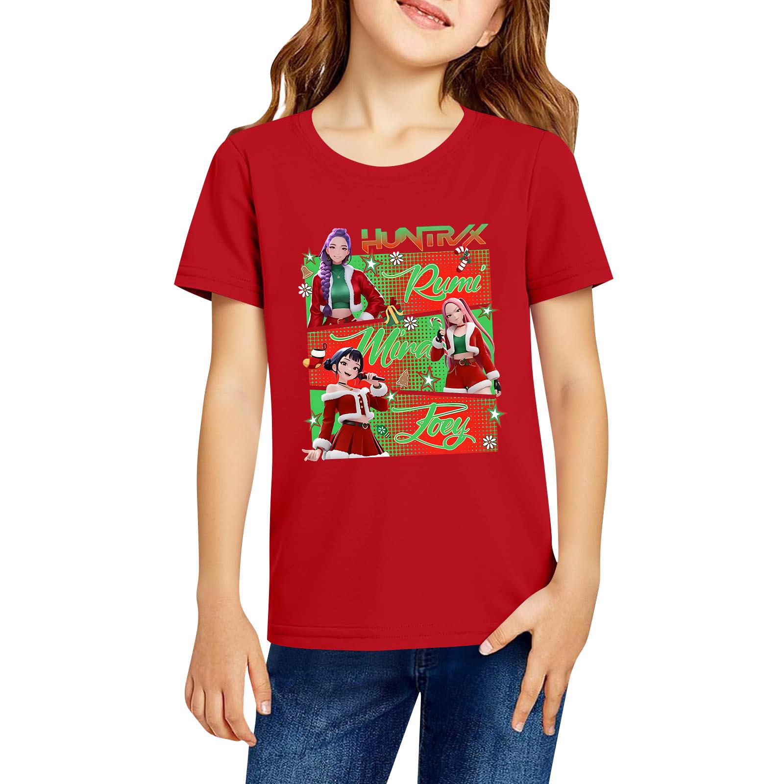 

Fashionable Round Neck Short Sleeve Work Clothes Printed Tops For KID Summer Tops 160 винный