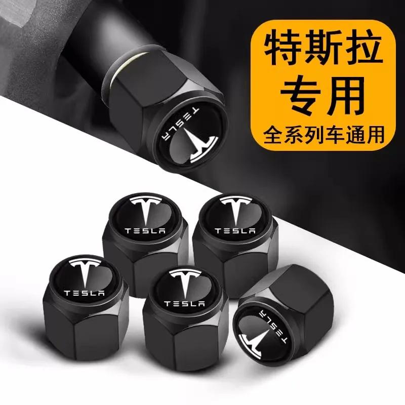 

Car Sticker Tesla 5PCS Car Tire Valve Cover Aluminium Alloy Tire Wheel Stem Air Valve Cap For Tesla Model 3 Y S X 2021 Roadster