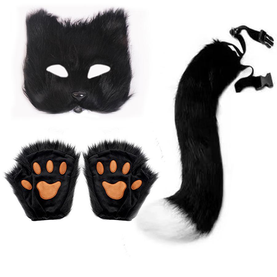 Cross-Border Halloween Fox Costume Set: Mask, Gloves, Plush Tail, Cosplay Accessories