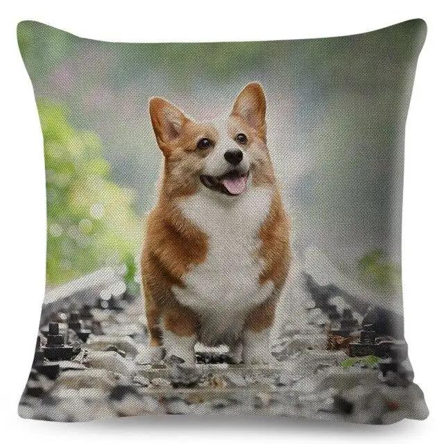 Cute Welsh Corgi Pembroke Dog Printed Pillowcase Decoration  Pet Animal Cushion Cover Sofa Household Car
