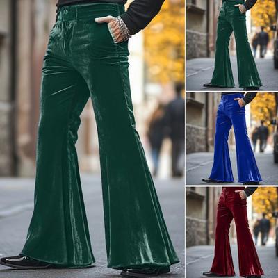 Pánské kalhoty se zvonovým spodkem sametové kalhoty retro styl 70. let disco outfit ležérní volný střih na párty kalhoty s pouličním lemem pro každodenní párty v kanceláři