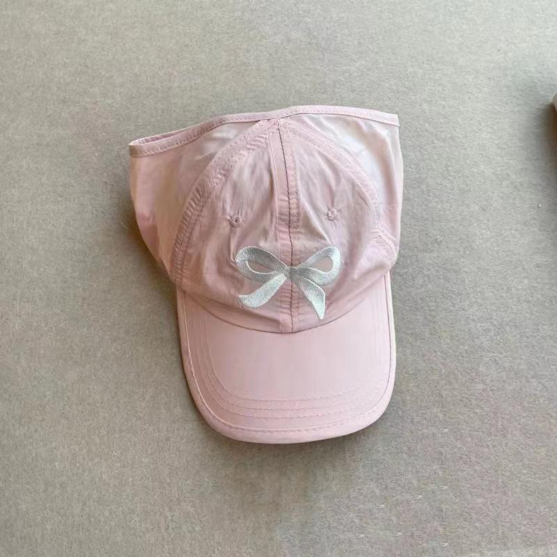 Children's Four Seasons Sweet and Cute Pink Hat Quick Drying Cap Half Empty Top Can Be Tied Ponytail Shade Baby Baseball Cap