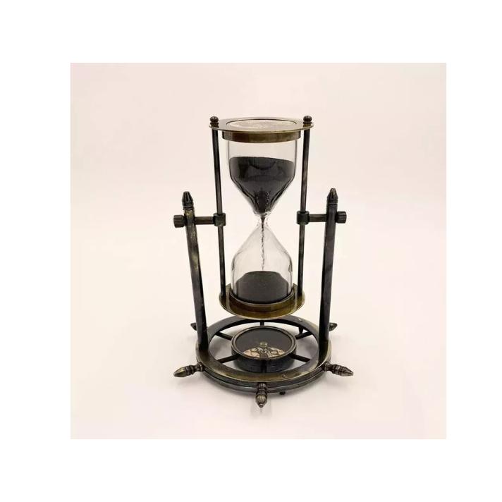

Винтажные морские песочные часы с нижним компасом, латунная отделка, песочные часы для декора