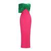 Elegant European & American Strapless Contrast Color Mermaid Evening Gown