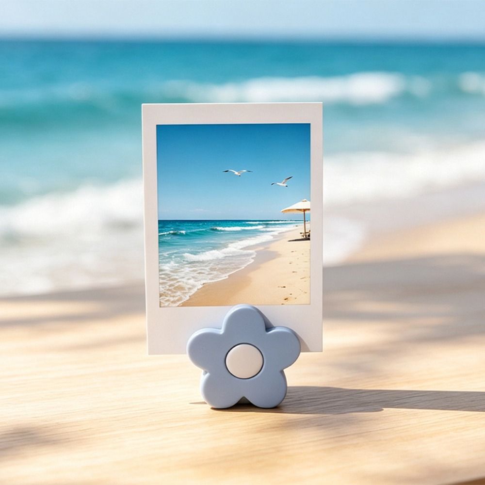 5PCS Mini Desktop Memo Holder 3D Flower Shape Instant Photo Holder New Postcard Holder  Home Office