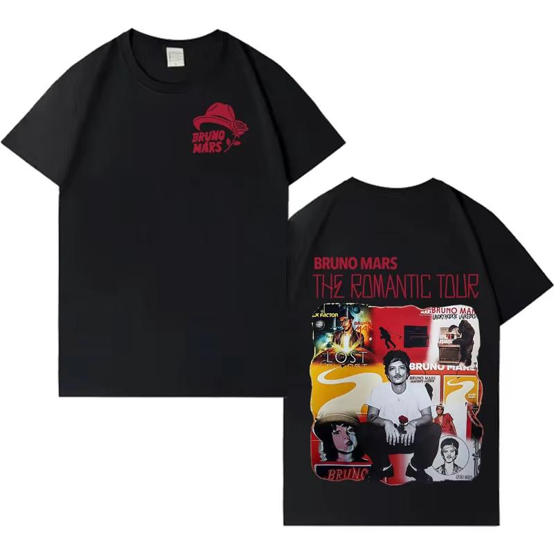

Bruno Mars 2026 Tour The Romantic album graphics 100cotton Unisex shirt New Y2K ONeck Short Sleeve Mens womens summer Tshirt S