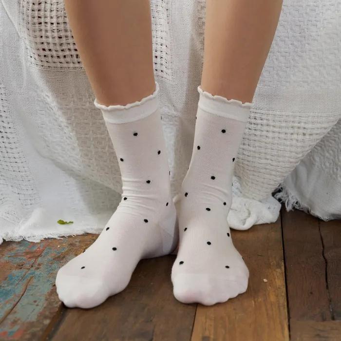 [2SET/26SS] Pop Pop Ruffle Dot Crew Socks 2 colors
