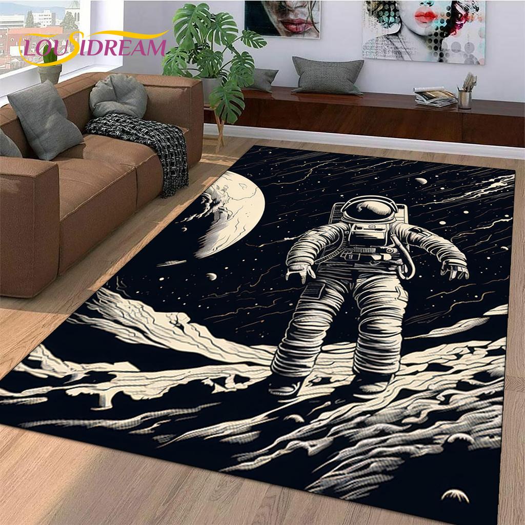 Astronaut Dream Universe Spaceman 3D Outer Space Cartoon Rug Carpet for Living Room Bedroom Decor,Non-slip for Sofa Doormat Kids