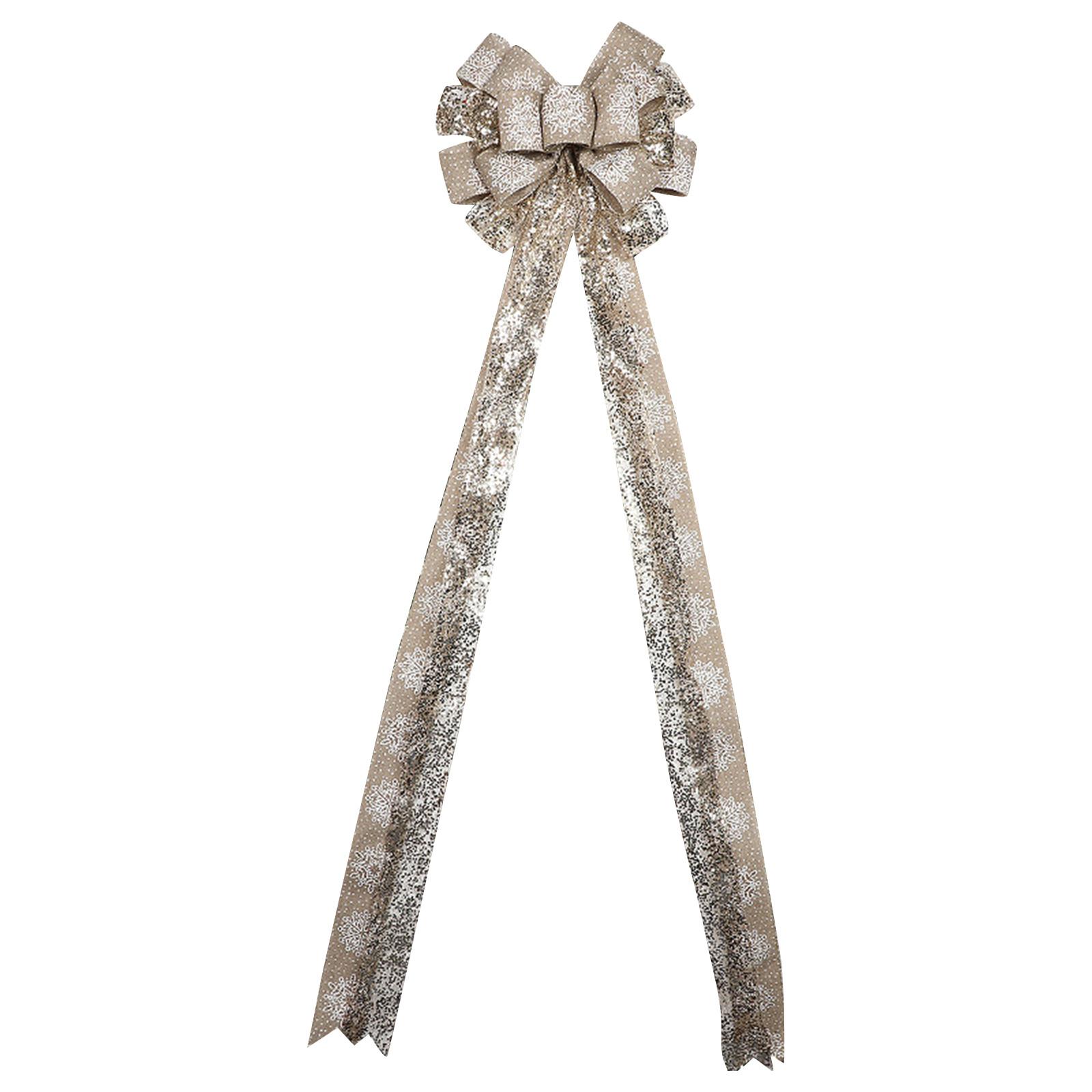 

Верхушка для рождественской елки, большой бант, зимние рождественские украшения, банты для рождественской елки, блестящая снежинка, верхушка для елки One Size