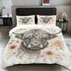 Highland Cattle Bed Three-Piece Animal 3D Digital Printing Quilt Set 3-Piece Home Textile Products