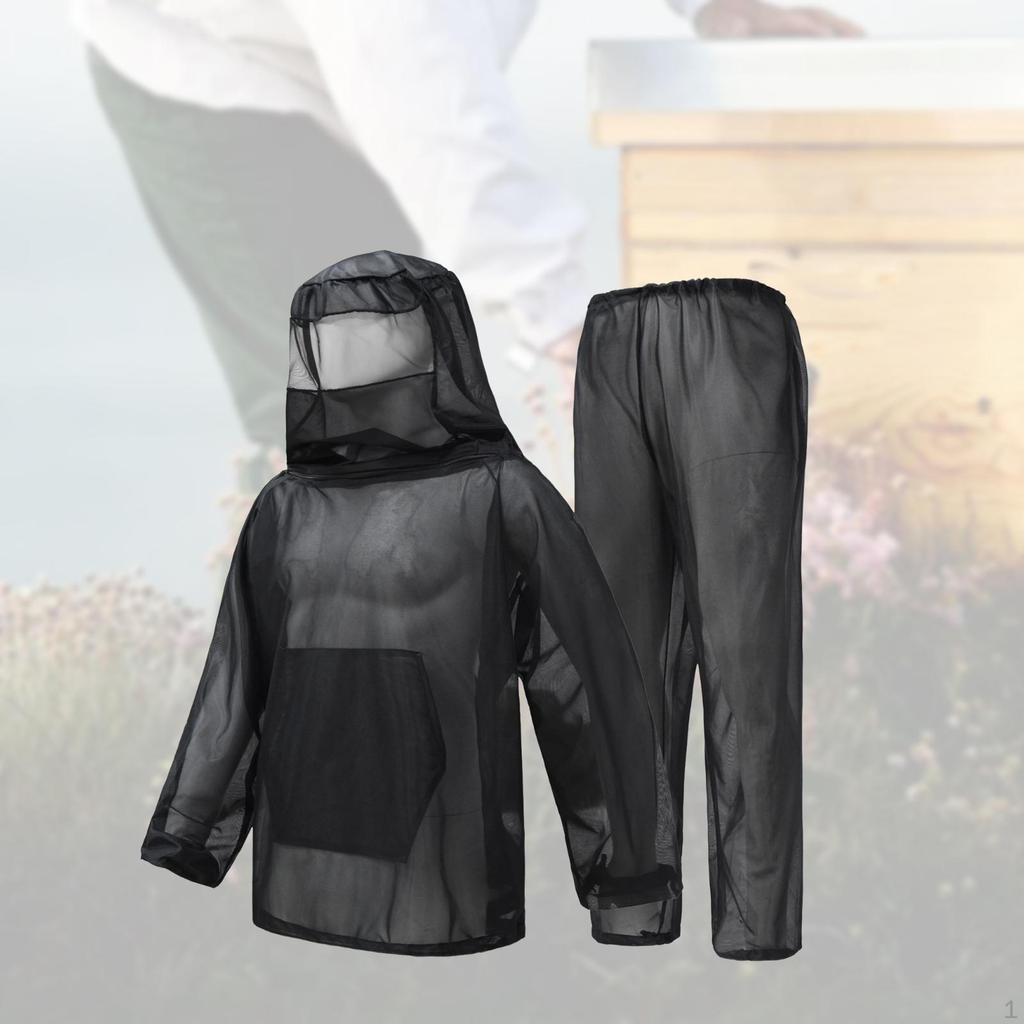 Bee Suit Set Keeper Outfit Zip Ventilated Hood Lightwieght Net Mesh Top and Pants Outdoor