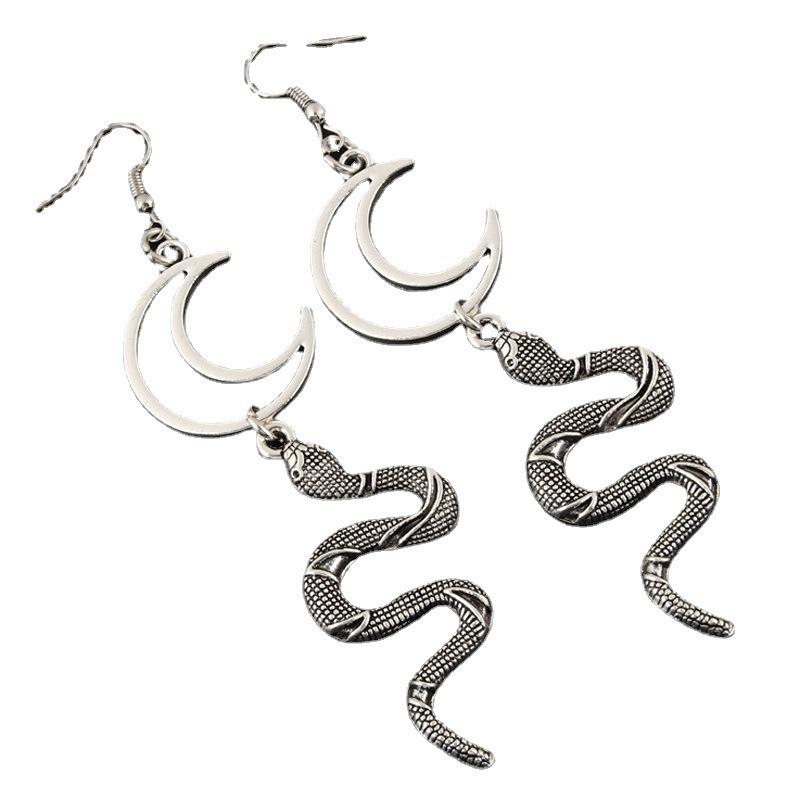 Snake Pendant Retro Exaggerated Ear Hook Earrings - Cool Alloy Jewelry