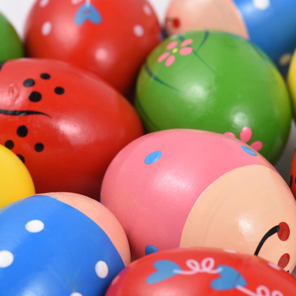 6 Pack Wooden Shake Egg Easter Egg Percussion Instrument Interesting Music Shake Eggs for Party Easter Gift Musical Egg