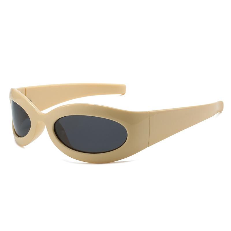 

New Polarized Steampunk Cat Eye Sunglasses Goggle Women Men Fashion Sun Glasses Punk Eyewear Female Y2K Shades Eyeglasses UV400 as picture бежевый