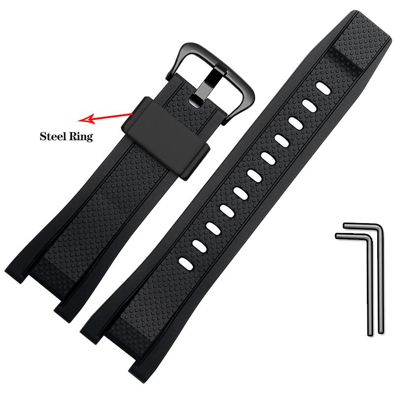 26*14mm Soft Rubber Watchband Replacement for Casio G SHOCK GST-B100/S300/410/210/W110/W100/S110/S100 Silicone Band Men Strap