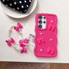Pearl Bow Tie Case For Samsung Galaxy S26 Ultra S24 FE S22 S23 S25 Plus A17 A56 Candy Short Chain Anti-Drop Bracelet Strap Cover