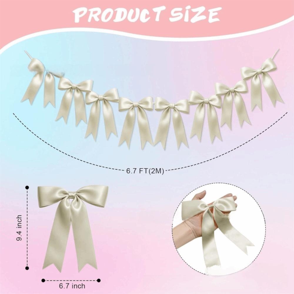1set Satin Bowknot Banner Hanging Bowknot Garland Ins Christmas Ribbon Home Ornament бежевый