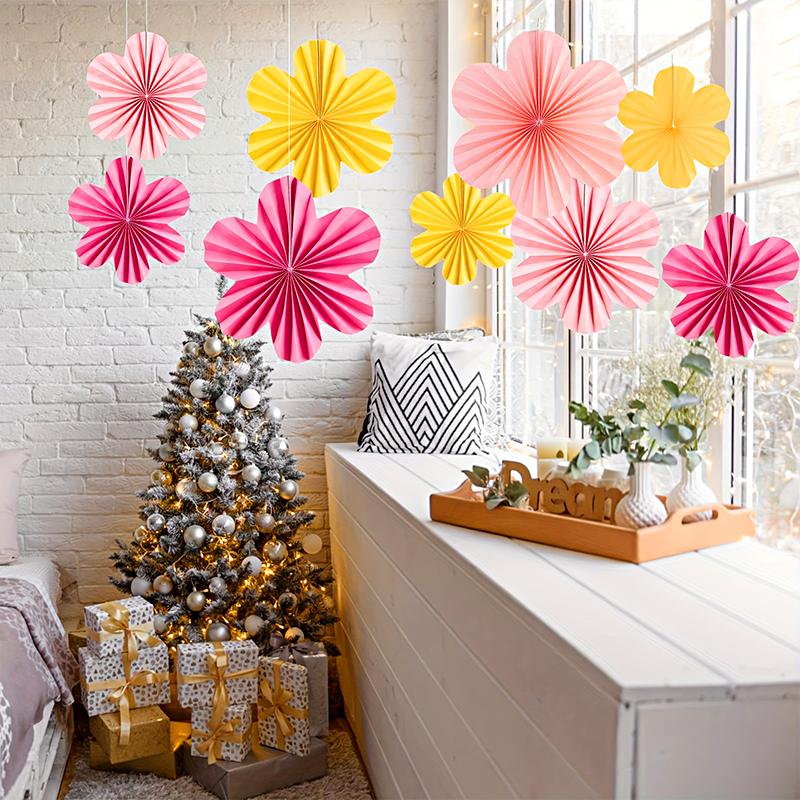 9 stk Hengende Papirvifter Tapet Bryllupsblomsterveggdekorasjon Fest Flere Alternativer Tilgjengelig