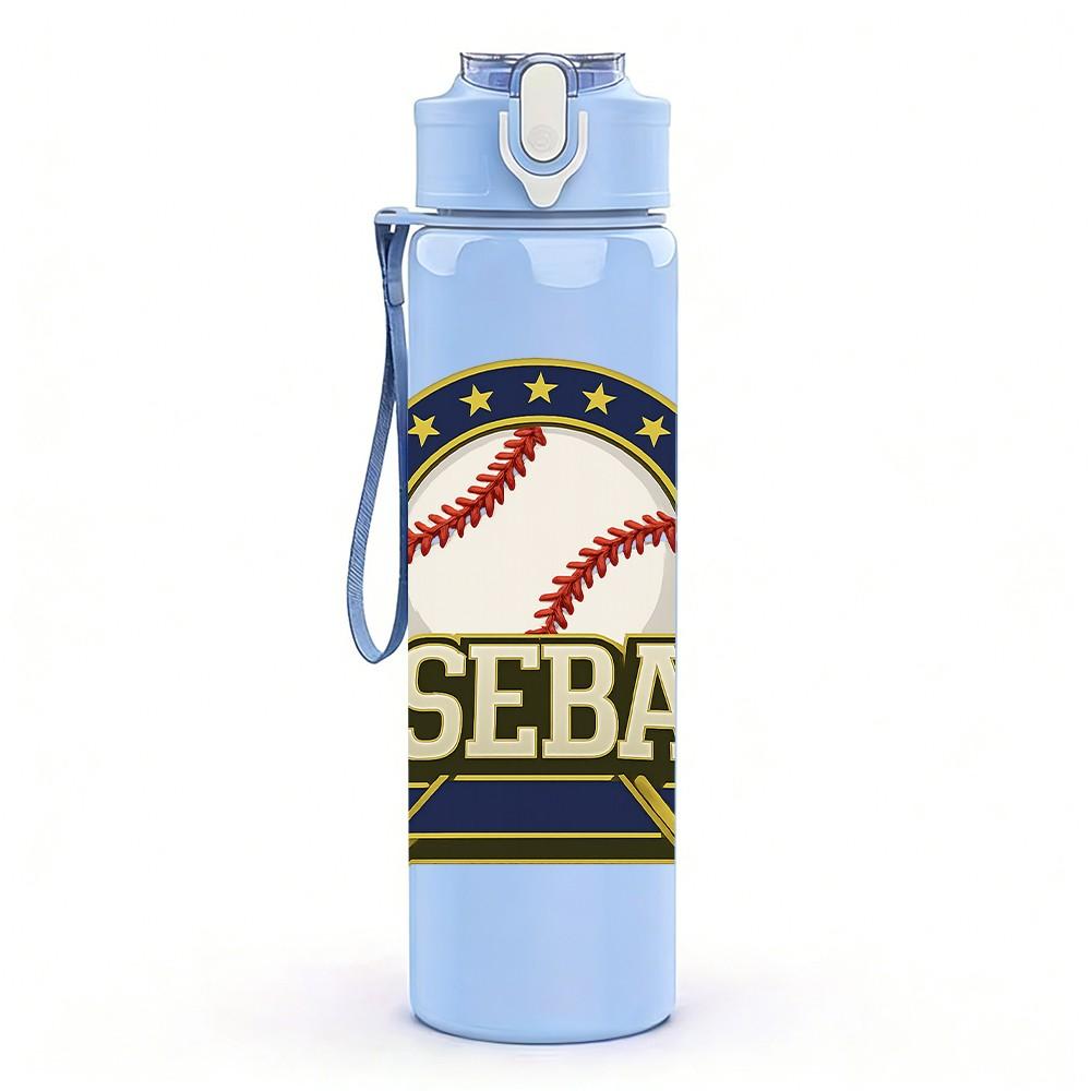 1PC Baseball Sport Vintage Logo Print 750ml Color Plastic Sports Water Bottle Leakproof Flip Straw Lid Suitable for Sports Office Home Use