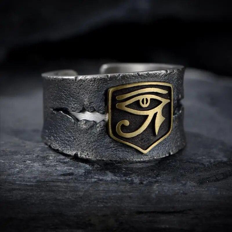 Dominierender Retro-Ring im ethnischen Stil mit feuerspeiendem Drachen, offener Ring für Herren mit Punk-Motiv, Motorradfahrer-Schmuckzubehör