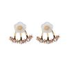 Women's Flower Earrings Zircon Ear Jacket Korean Style Copper Ear Studs Earrings Orecchini Jewelry Pendientes Aretes De Mujer