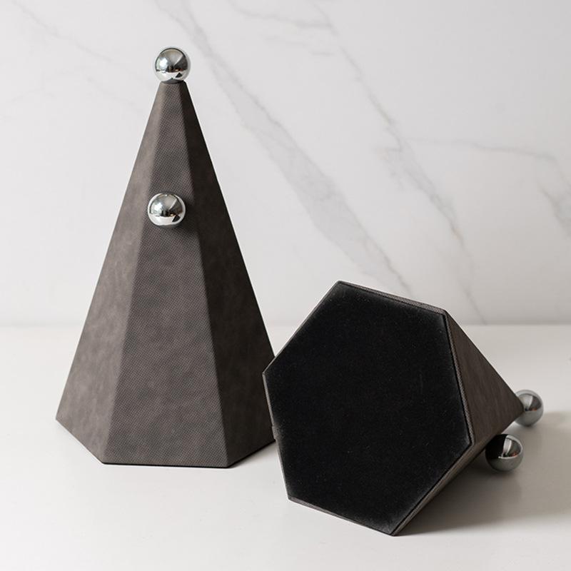 Conical Inlaid Ball Leather Geometric Ornaments Model Room Sales Office B&B Living Room Desktop Modern Light Luxury Soft Decorations