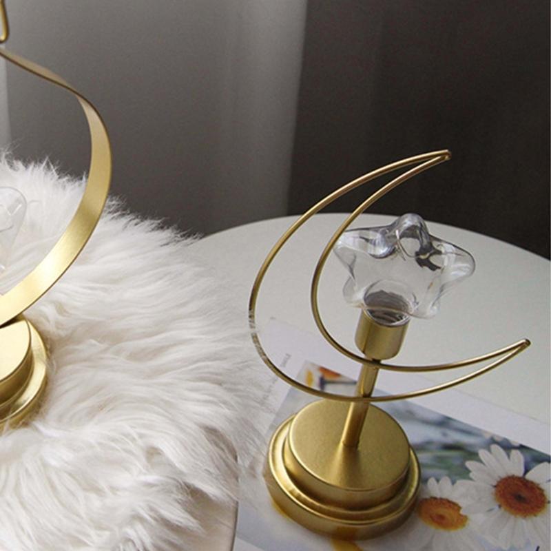 Eid Decors Moon Table Lamp Battery Operated Crescents Lamp Half Moon Light Metal Ramadans Star Lamp Home Decors