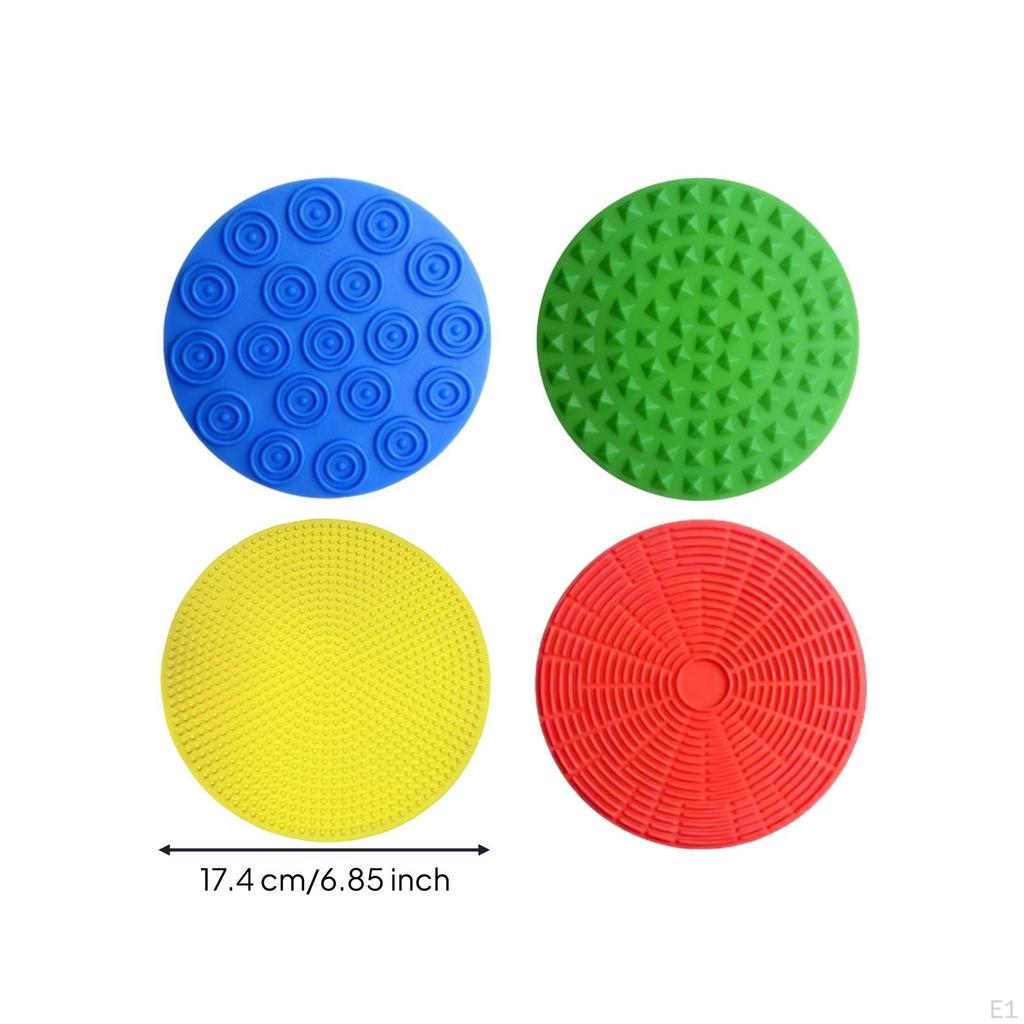 4 Pieces Silicone Sensory Disc Textured Textural Mat Flexible Pad for Kids, Young Children,
