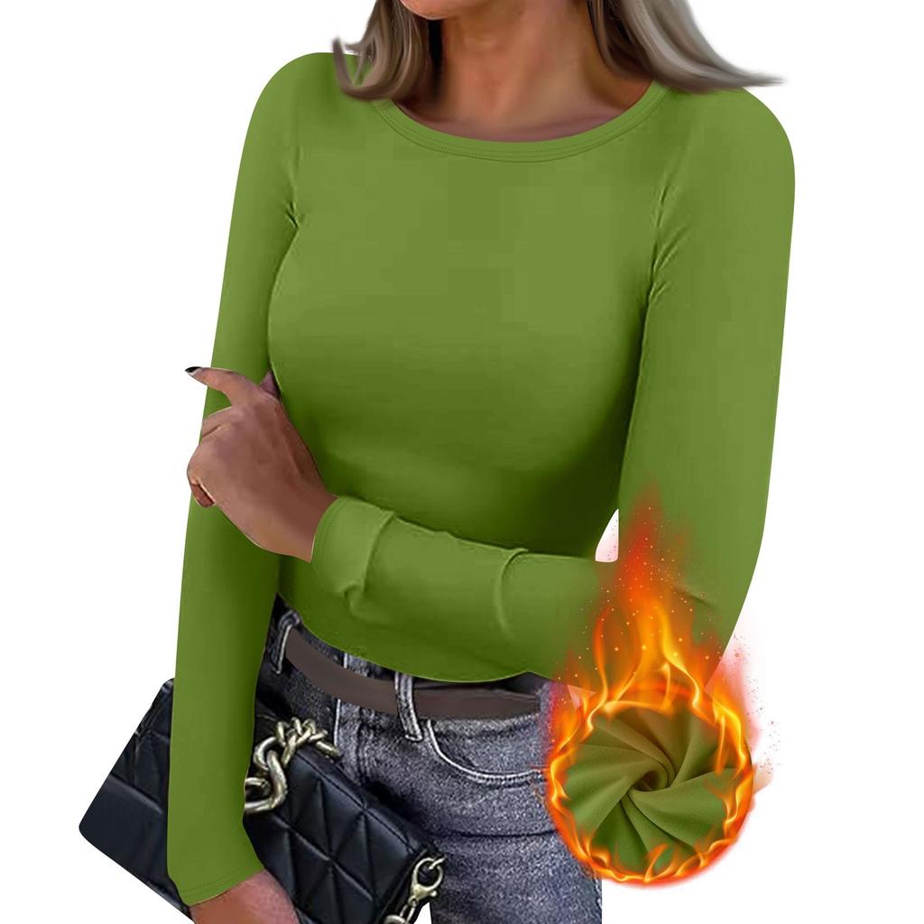 Women's  And Winter Slim Bottom T-shirt Fashion Casual Solid Color V-Neck Pullover Long Sleeve Top