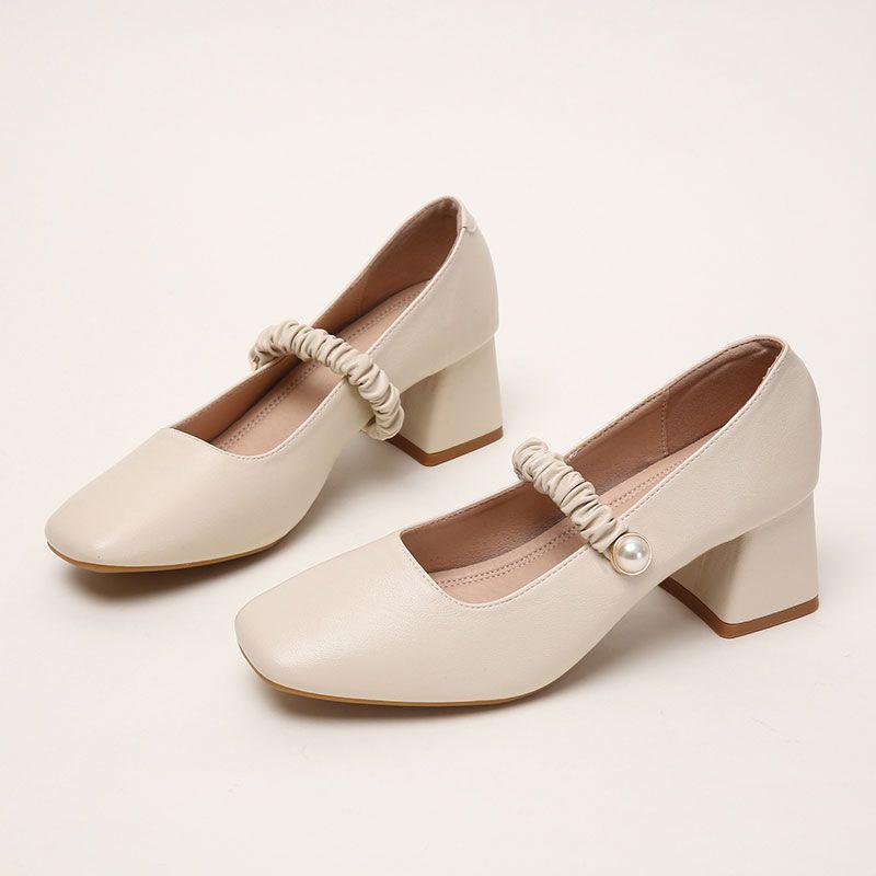 2025 Women’s Mary Jane Fairy Style Square Toe High Chunky Heel Shoes - Versatile for All Seasons