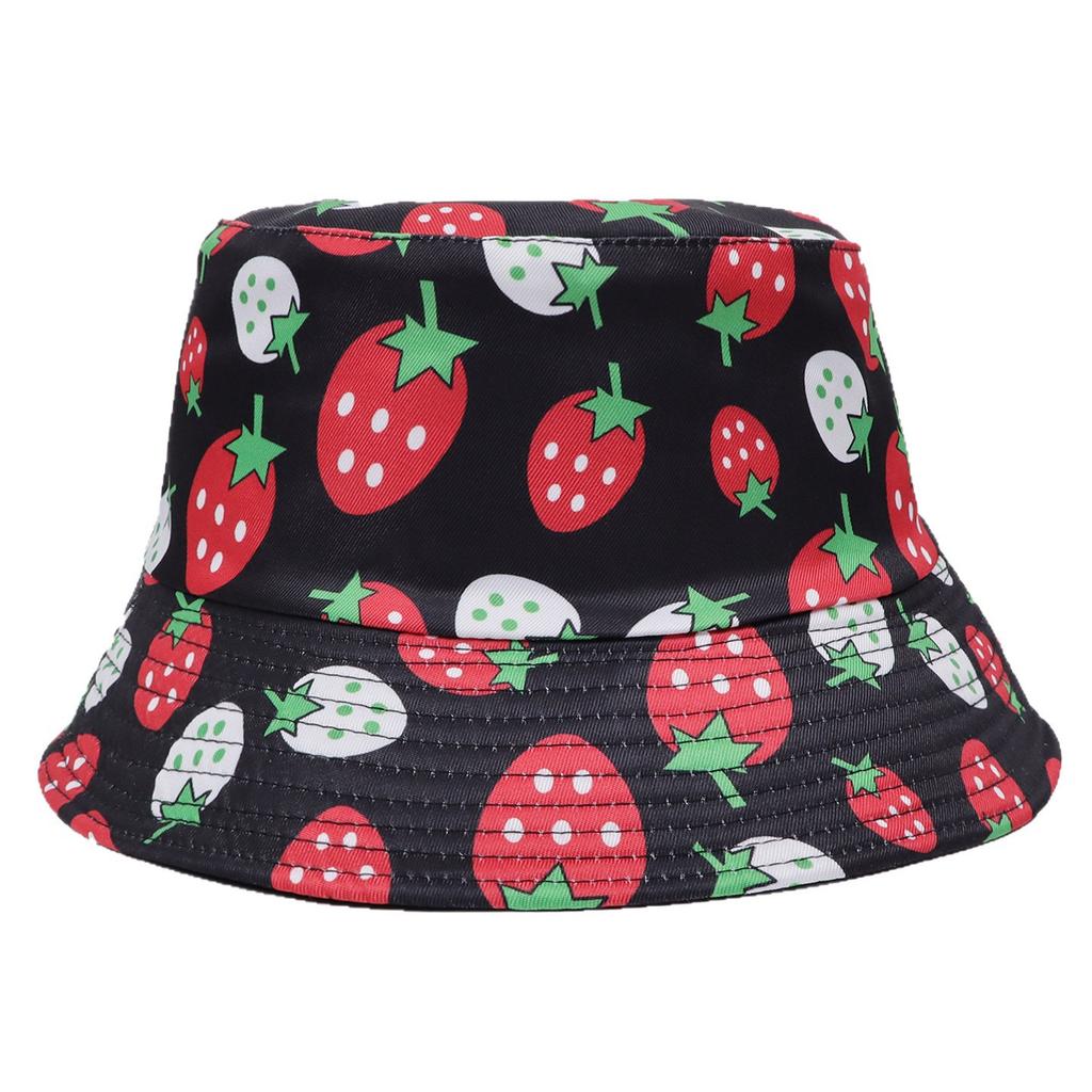 Digital Printed Fruit Double-sided Bucket Hat Outdoor Travel Sunshade Sunscreen Men and Women Pot Hat