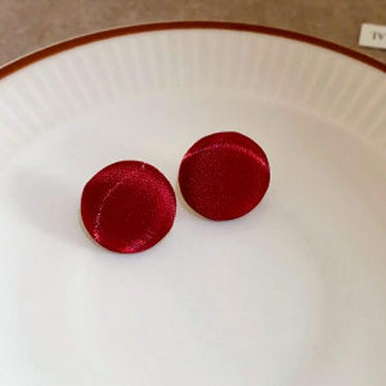 Silver Needle Red Snowflake Bow Pompon Stud Earrings - Retro & Luxurious, Ideal for Autumn/Winter