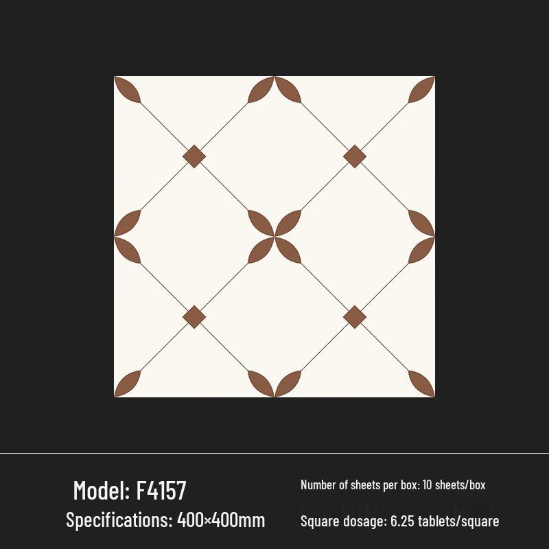 400x400 Zelená francouzská retro dlaždice s malým květinovým vzorem pro kuchyň, koupelnu, balkon a podlahu