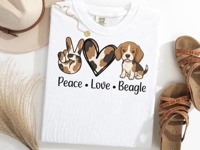 Beagle Peace Love Shirt, Funny Beagle Dog Mom Tee, Dog Lover Gift