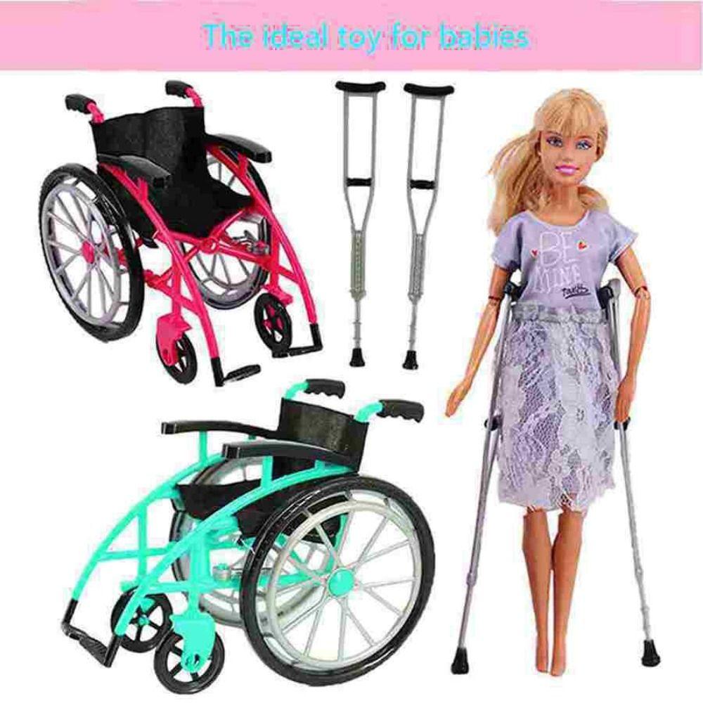 Children Gits Crutch Model DIY Dollhouse Dollhouse Decor Miniature Wheelchair Furniture Toy