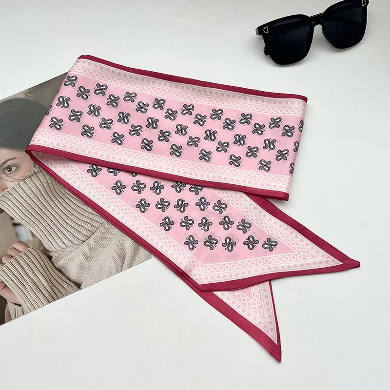 Double-sided Long Strip Small Silk Scarf Women's Professional Wear Spring and Summer New Decorative Small Scarf Tied Hair Band Streamer