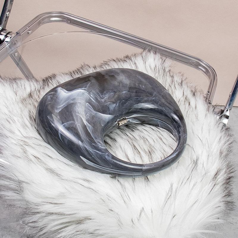 

Нова мармурова акрилова сумочка 2024 року, клатч у формі півмісяця, універсальна сумка для вечері сірий колір