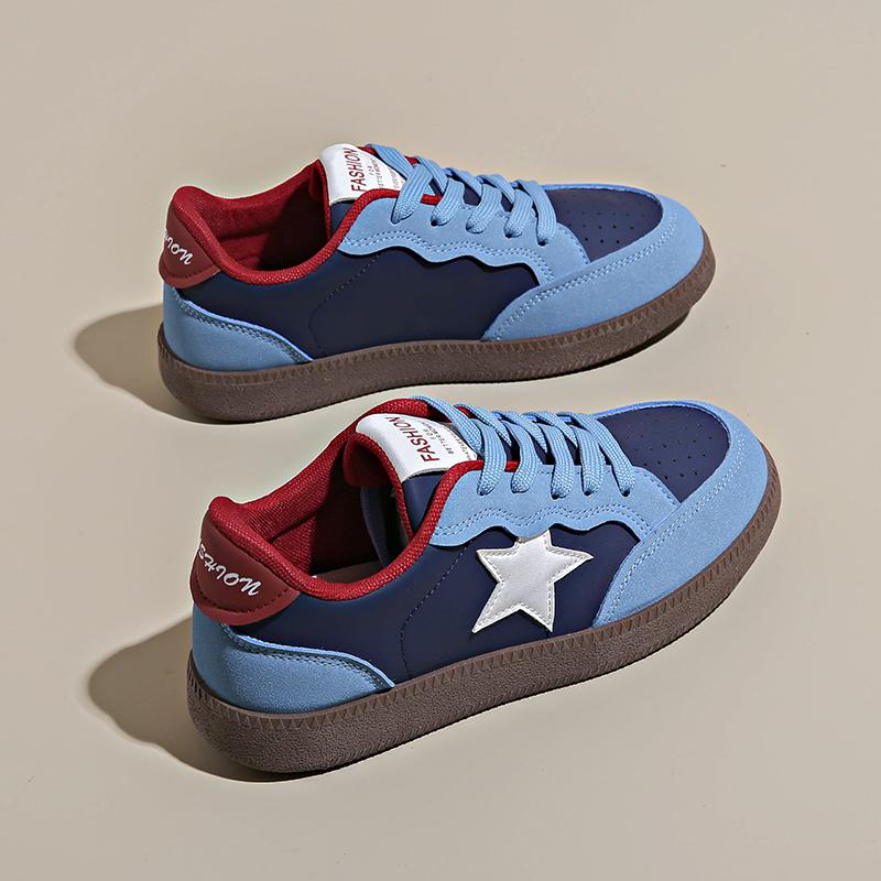 Retro Thick Soled White Shoes for Women's Spring Summer New Round Toe Casual Lace Up Simple Comfortable Women's Board Shoes