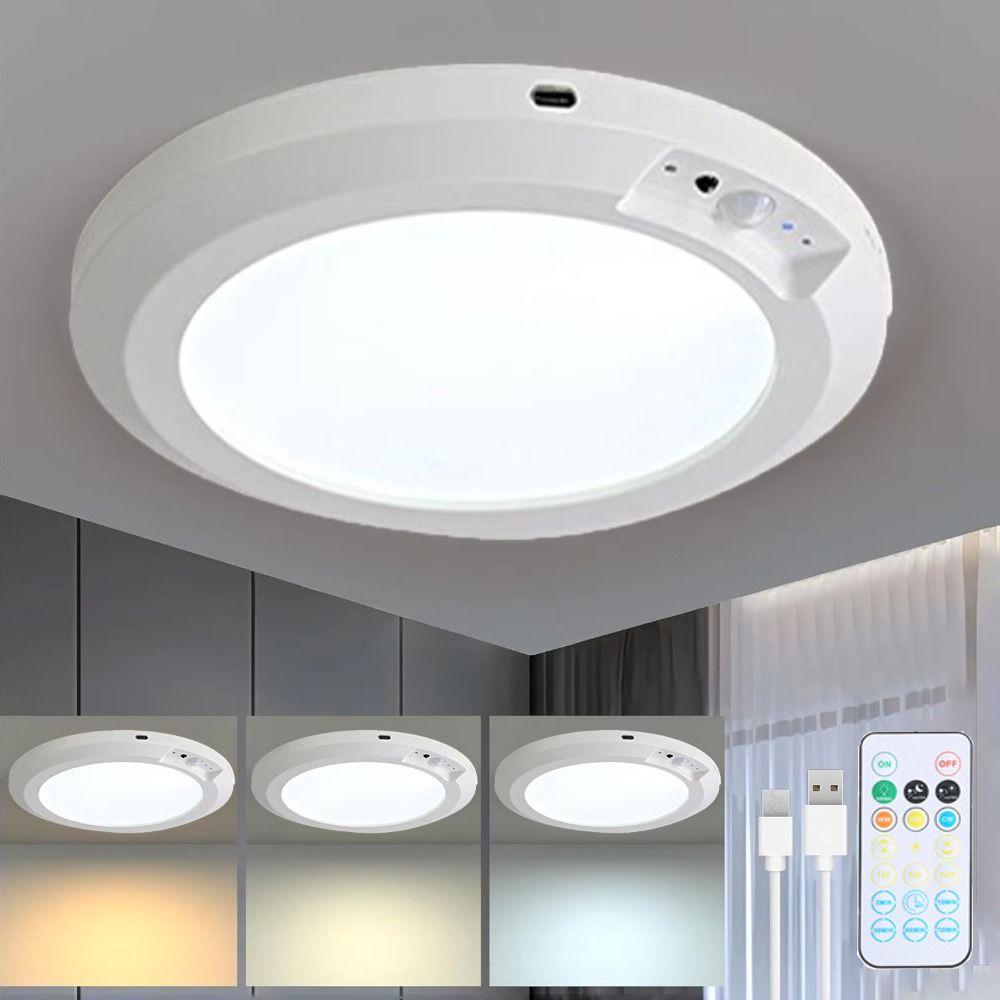 Round Motion Sensor Lights 3 Color LED Closet Lamp Practical Night Light  Stairs
